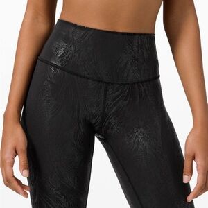Lululemon Athletica Black Patterned Leggings high shine ghost pattern black 4